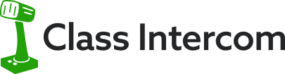 Class Intercom green intercom logo with Class Intercom spelled out.